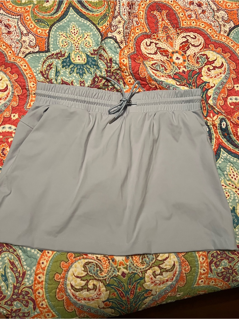 Light Blue Athletic Skort with Drawstring Waist
